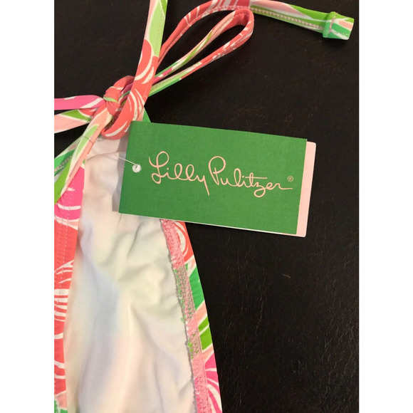 Lilly Pulitzer Sandy String Bottom Ties in Lillys Pink Glady - Large - NEW W/TAG - Picture 5 of 10